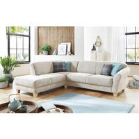 ECKSOFA Creme Flachgewebe  - Creme/Naturfarben, KONVENTIONELL, Holz/Textil (212/257cm) - Sit & More