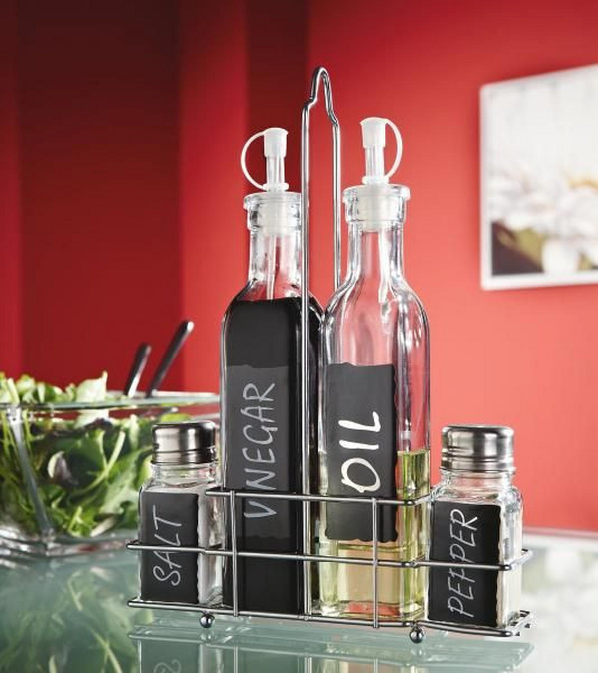 MENAGE-SET 5-teilig  - Klar, Basics, Glas/Kunststoff - Homeware Profession.