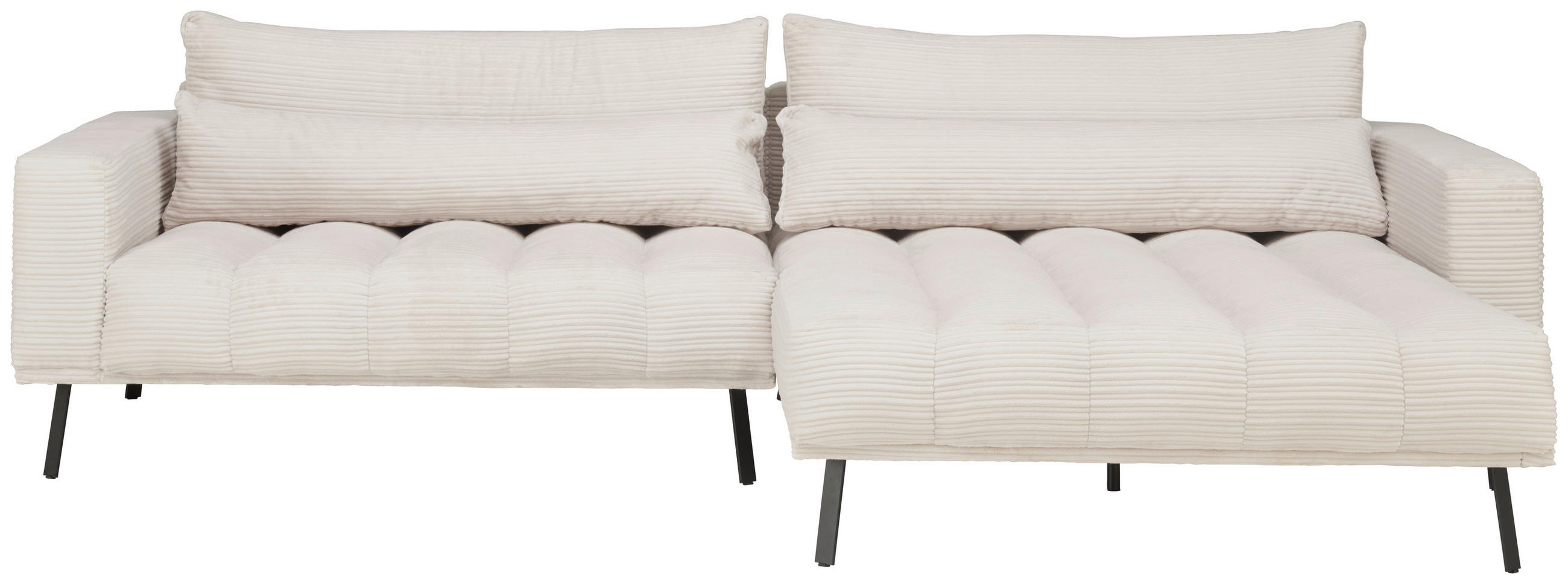 ECKSOFA in Cord Beige  - Beige/Schwarz, Design, Textil/Metall (291/204cm) - Lomoco