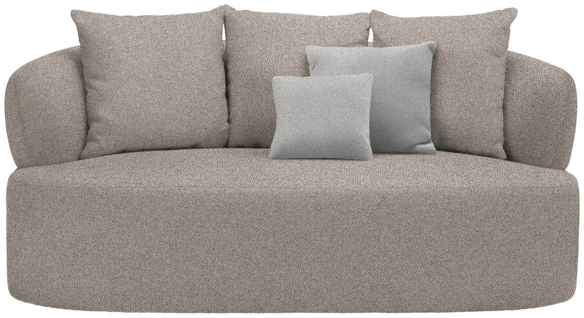 2-SITZER-SOFA in Plüsch Graubraun  - Graubraun/Schwarz, MODERN, Kunststoff/Textil (177/86/105cm) - Hom`in