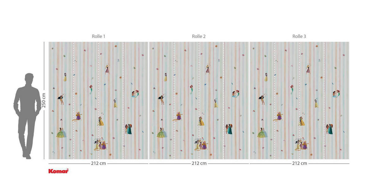FOTOTAPETE PRINCESS CHARMIX  - Weiß, Design, Textil (212/250cm) - Disney