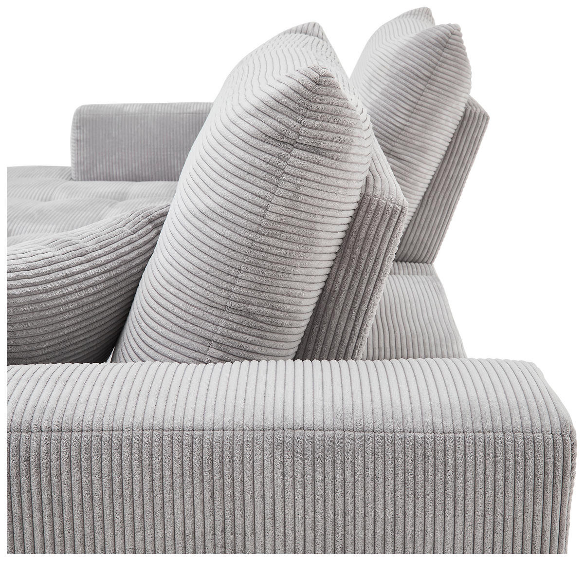 ECKSOFA in Cord Hellgrau  - Hellgrau/Schwarz, Konventionell, Textil/Metall (185/250cm) - Carryhome