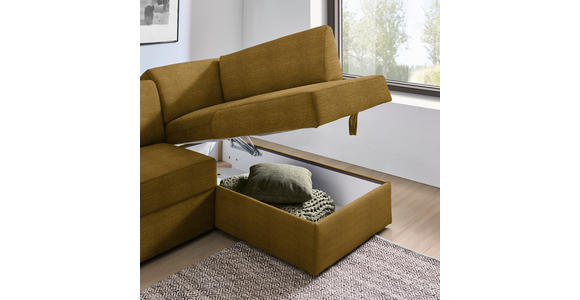 ECKSOFA in Webstoff Dunkelgelb  - Dunkelgelb/Schwarz, KONVENTIONELL, Kunststoff/Textil (224/165cm) - Xora