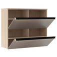 SCHUHSCHRANK 100/85/37 cm  - Eichefarben/Schwarz, Design, Holzwerkstoff/Metall (100/85/37cm) - Voleo