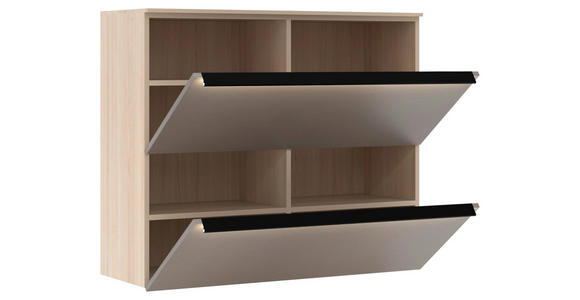 SCHUHSCHRANK 100/85/37 cm  - Eichefarben/Schwarz, Design, Holzwerkstoff/Metall (100/85/37cm) - Voleo
