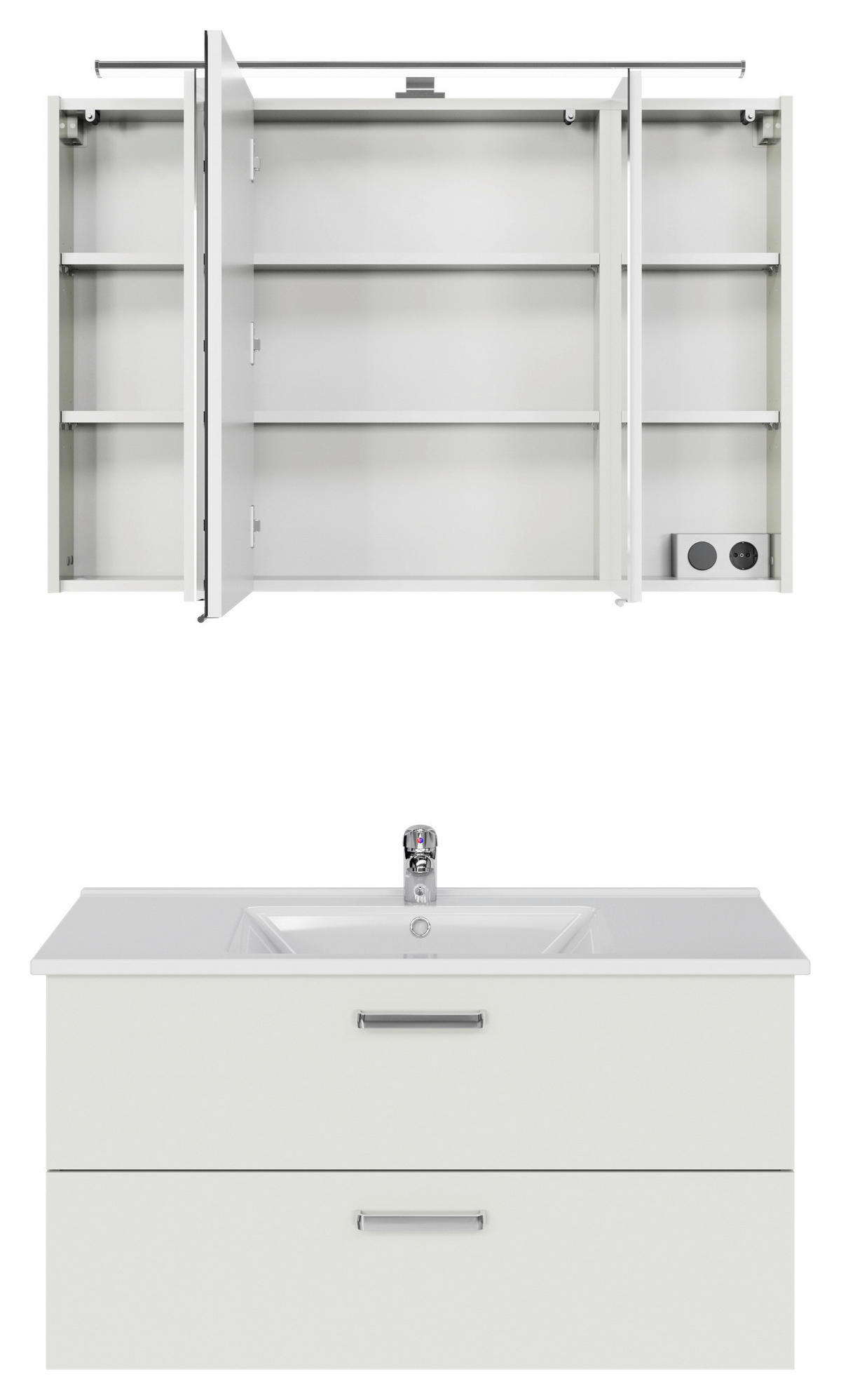 FÜRDŐSZOBABÚTOR - krómszínű/fehér, Design, faalapú anyag/üveg (100cm) - Xora
