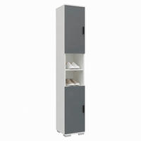 SCHUHSCHRANK Anthrazit, Weiß  - Anthrazit/Silberfarben, Design, Holzwerkstoff/Metall (30/178/33cm) - MID.YOU