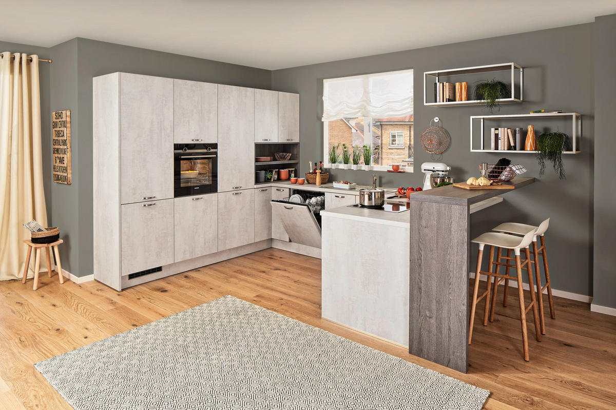 EINBAUKÜCHE COMET  - Grau, Design, Holzwerkstoff - Moderano