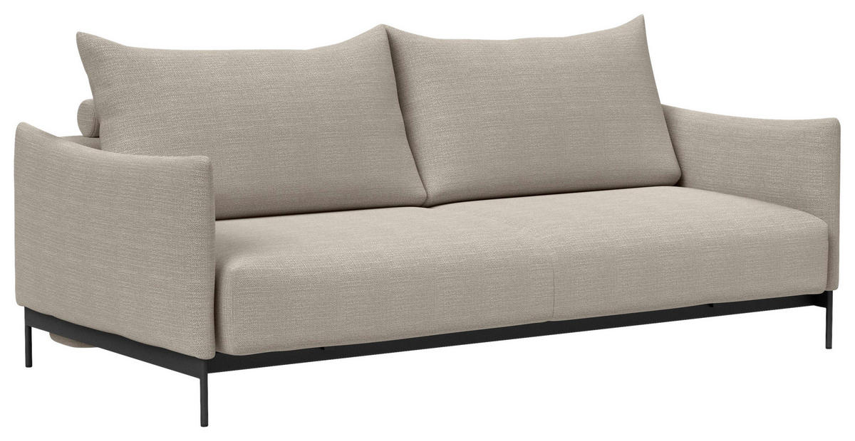 SCHLAFSOFA Flachgewebe Greige  - Greige/Schwarz, Design, Textil/Metall (225/94/110cm) - Innovation