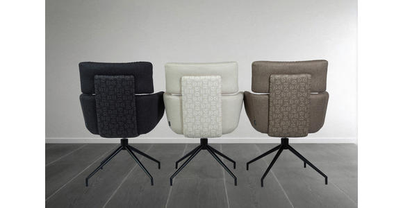 ARMLEHNSTUHL  Stoffauswahl, Sitzfläche 360° drehbar, automatische Rückholfunktion Webstoff  Beige  - Beige/Schwarz, Design, Textil/Metall (62/92/66cm) - Dieter Knoll