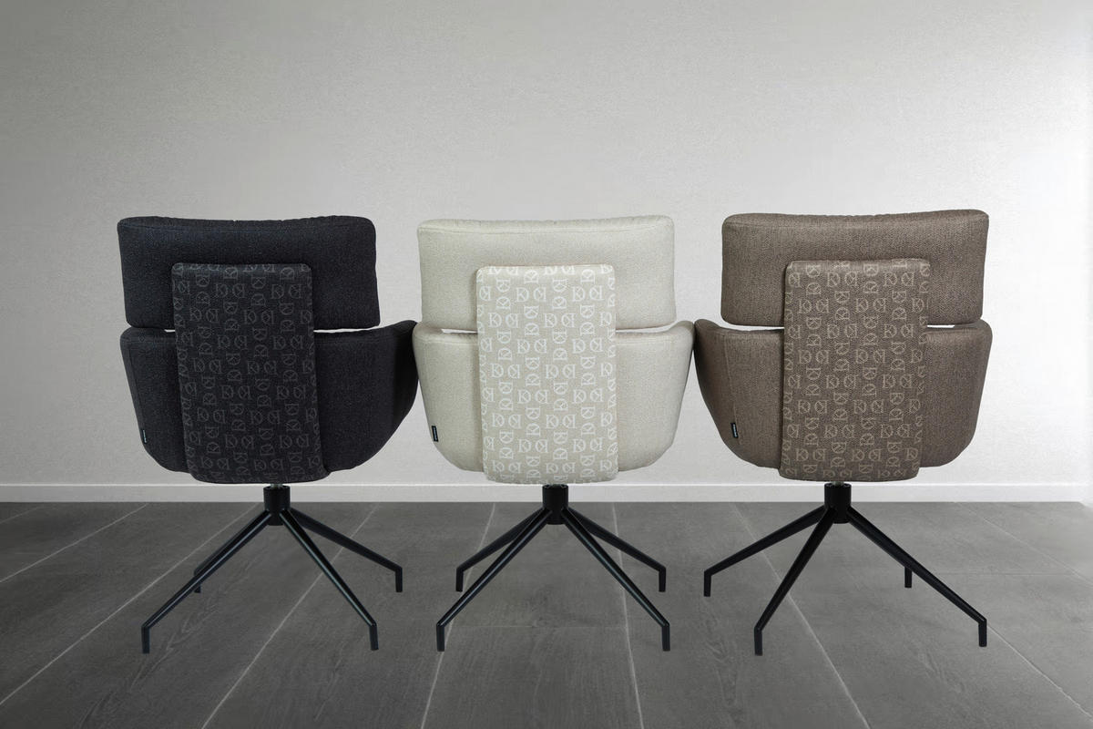 ARMLEHNSTUHL  Stoffauswahl, Sitzfläche 360° drehbar, automatische Rückholfunktion Webstoff  Beige  - Beige/Schwarz, Design, Textil/Metall (62/92/66cm) - Dieter Knoll
