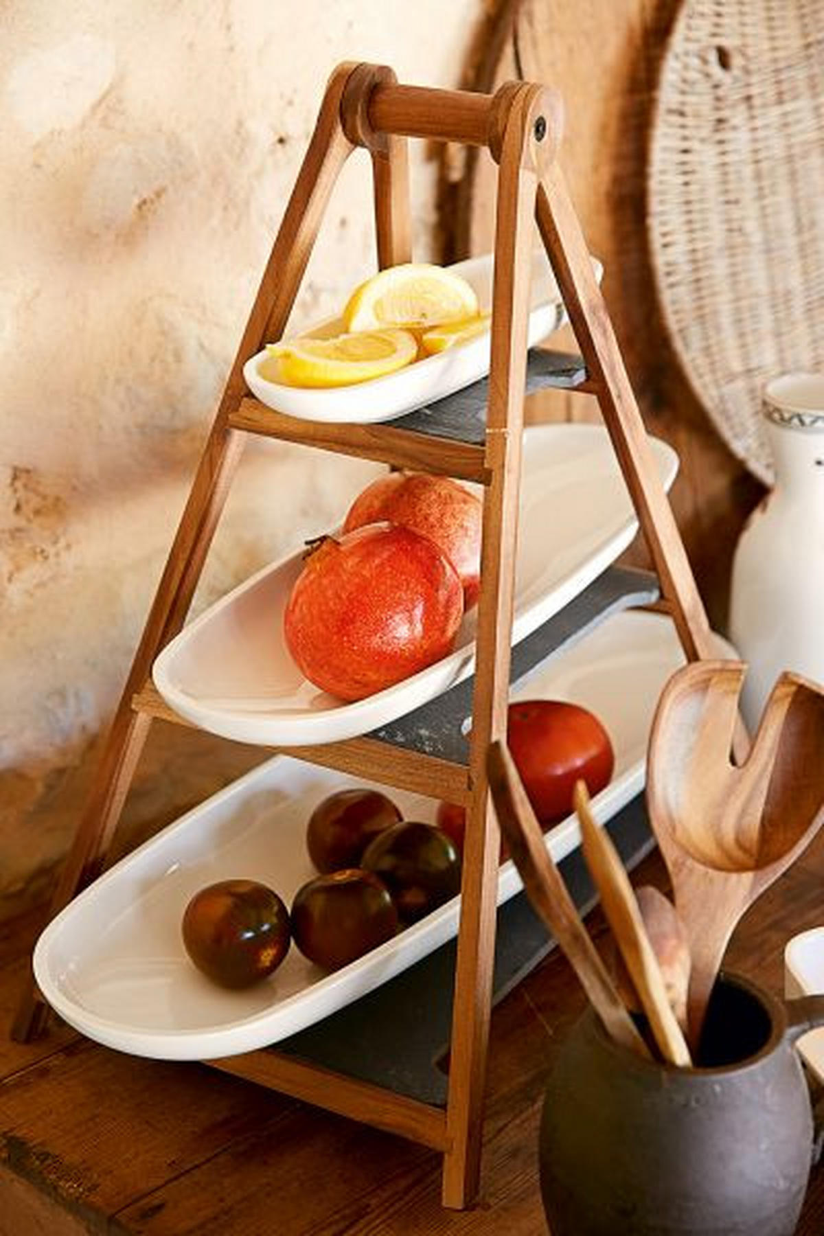 PATROVÝ STOJAN  - bílá/hnědá, Basics, dřevo/keramika (48,5cm) - Villeroy & Boch