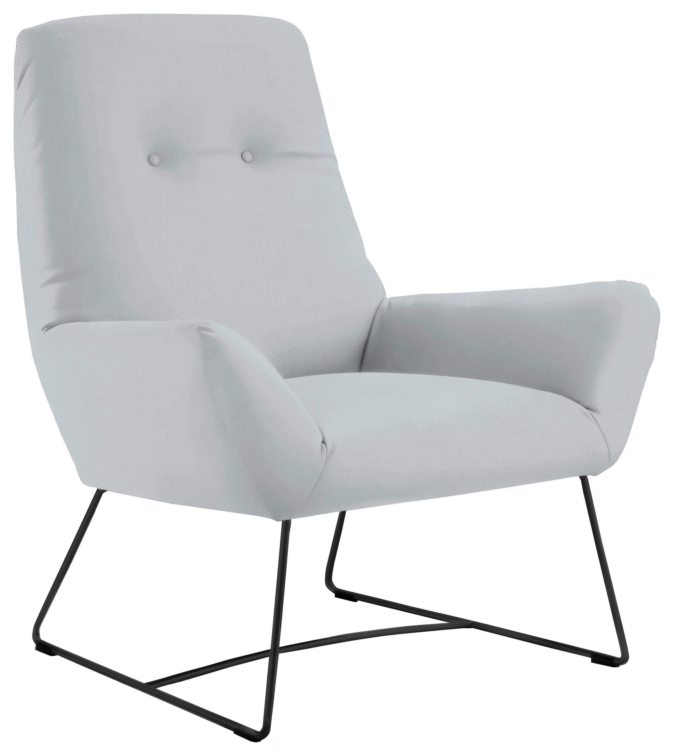 SESSEL Echtleder Weiß    - Schwarz/Weiß, Design, Leder/Metall (85/102/83cm) - Pure Home Lifestyle