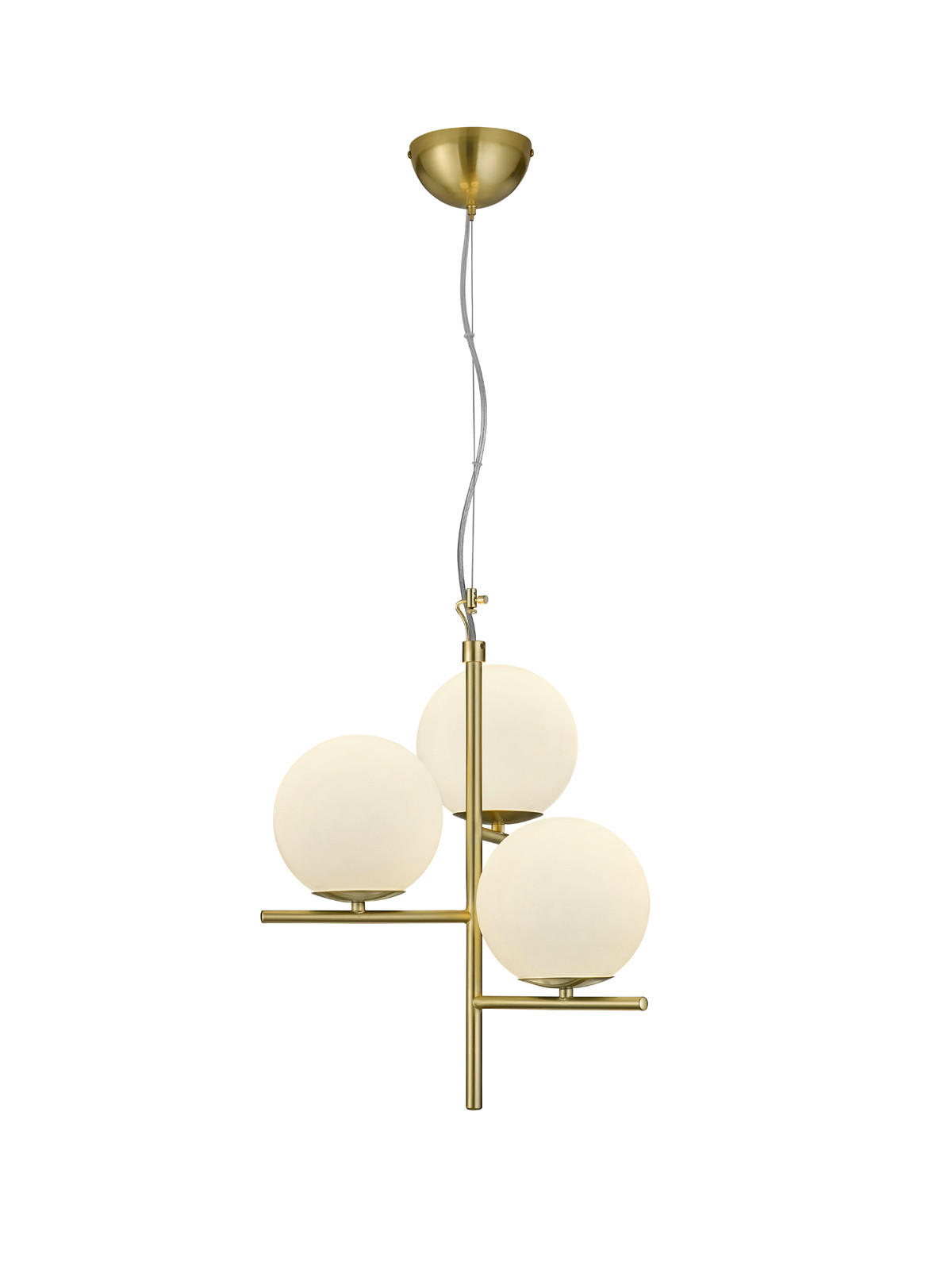 HÄNGELEUCHTE 40/150 cm    - Weiss/Messingfarben, Design, Glas/Metall (40/150cm) - Trio Leuchten