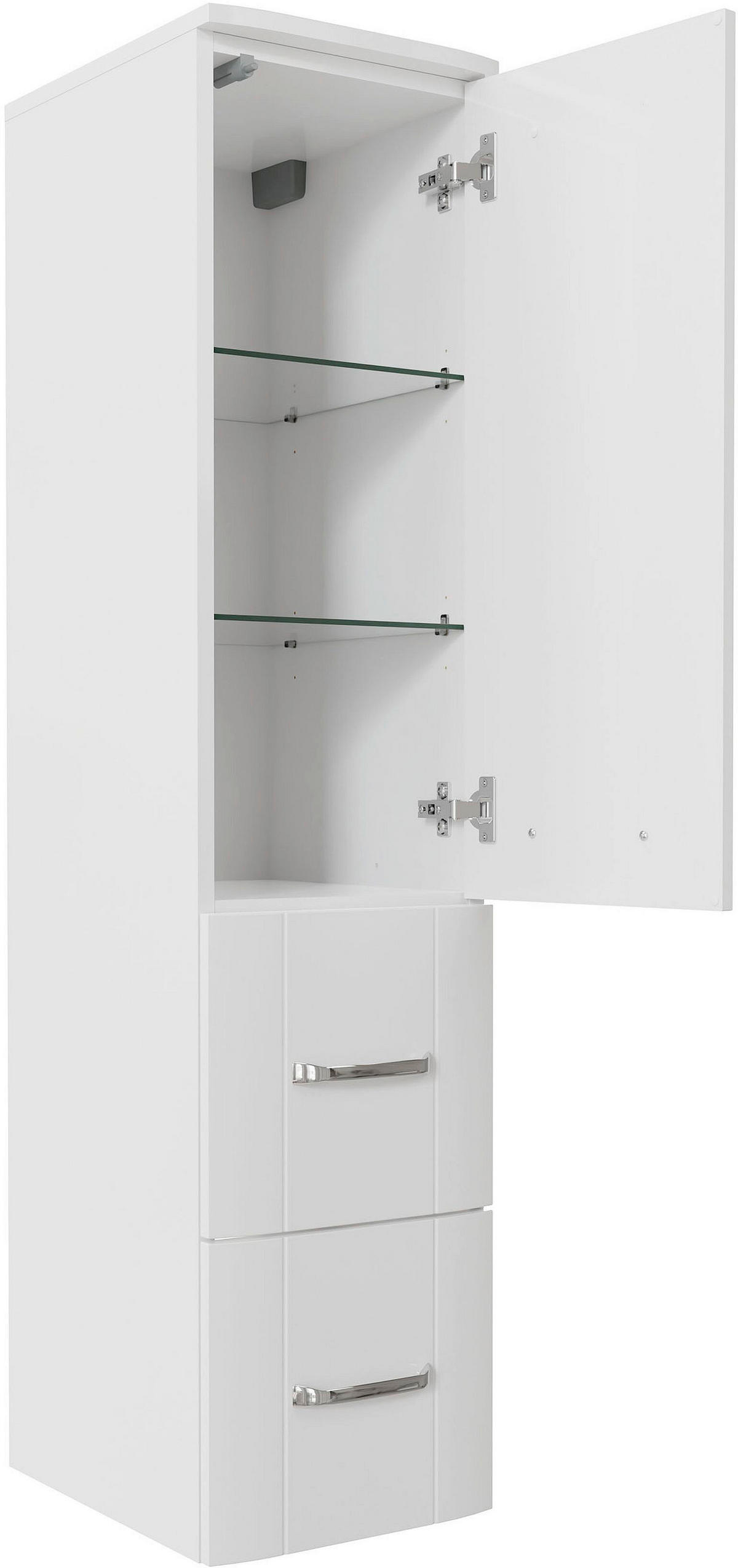MIDISCHRANK 30/130/38 cm  - Chromfarben/Weiß Hochglanz, MODERN, Glas/Holzwerkstoff (30/130/38cm) - Sadena