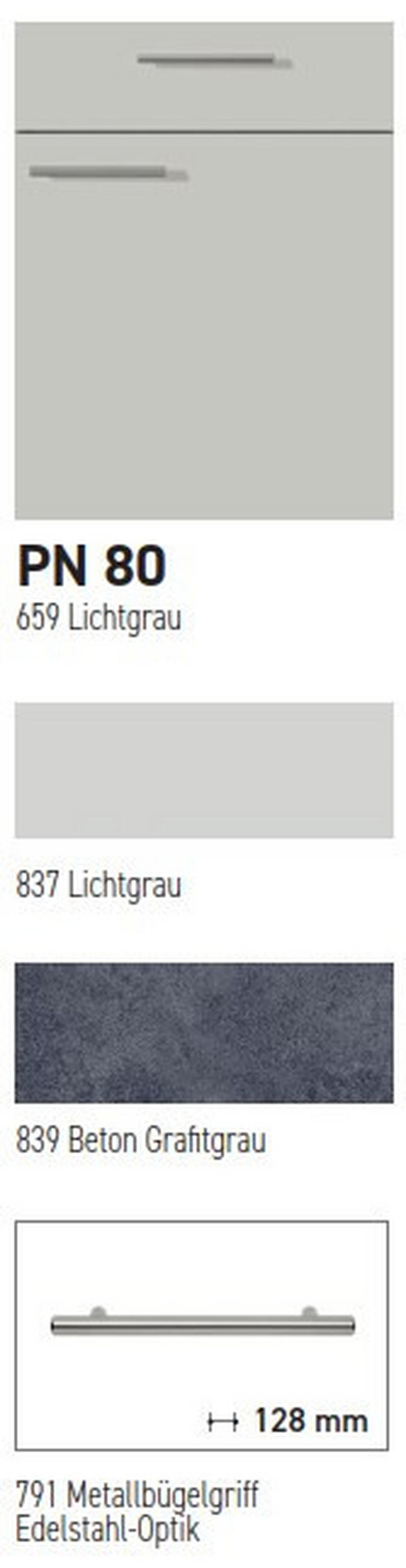 KÜCHENLEERBLOCK PN 80 280 cm  in Graphitfarben, Hellgrau  - Edelstahlfarben/Hellgrau, Design, Holzwerkstoff/Metall (280cm) - Pino