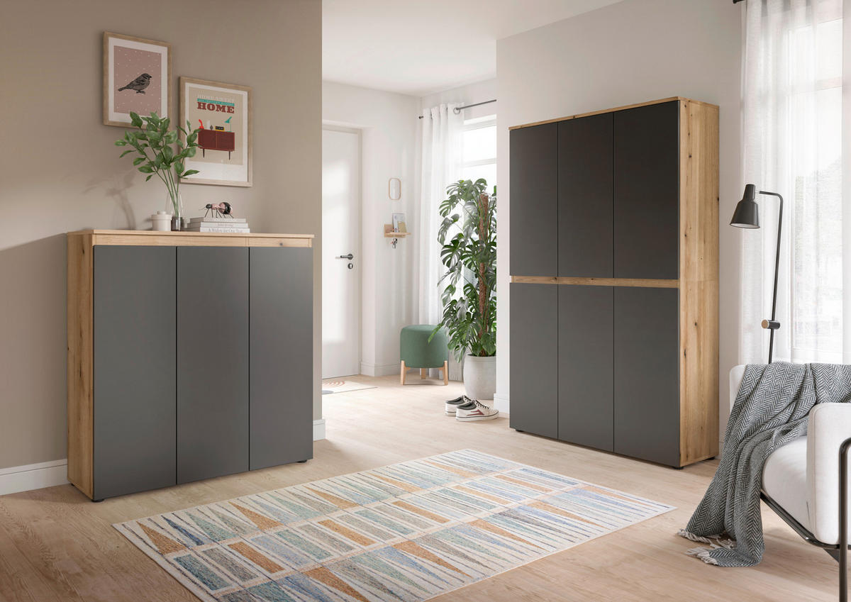 GARDEROBENSCHRANK  in 235/175/37 cm  - Eichefarben/Anthrazit, Design, Holzwerkstoff/Kunststoff (235/175/37cm) - Livetastic