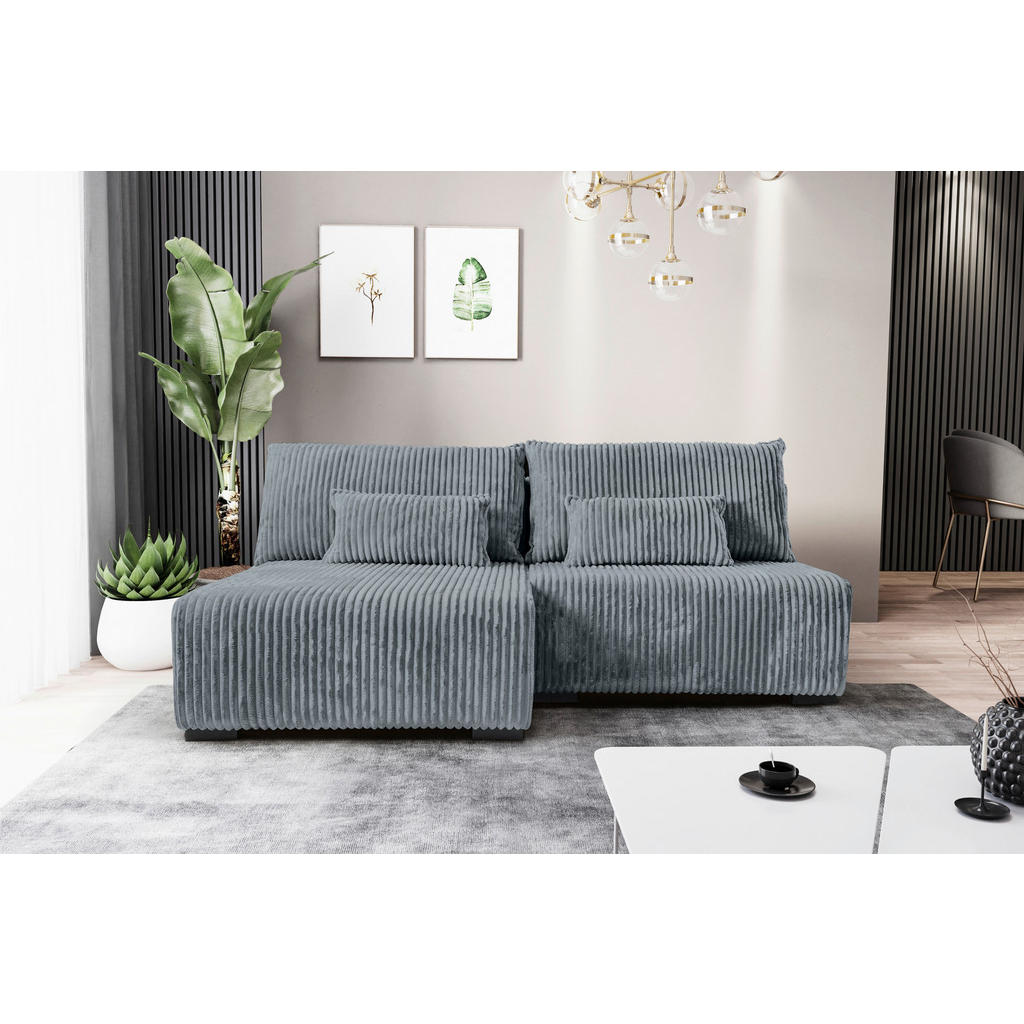 Thumbnail - Carryhome Ecksofa, Grau, Textil, Buche, Hartholz, 3-Sitzer, Füllung: Polyurethan (PUR),Polyurethan (Pur), Ottomane links...