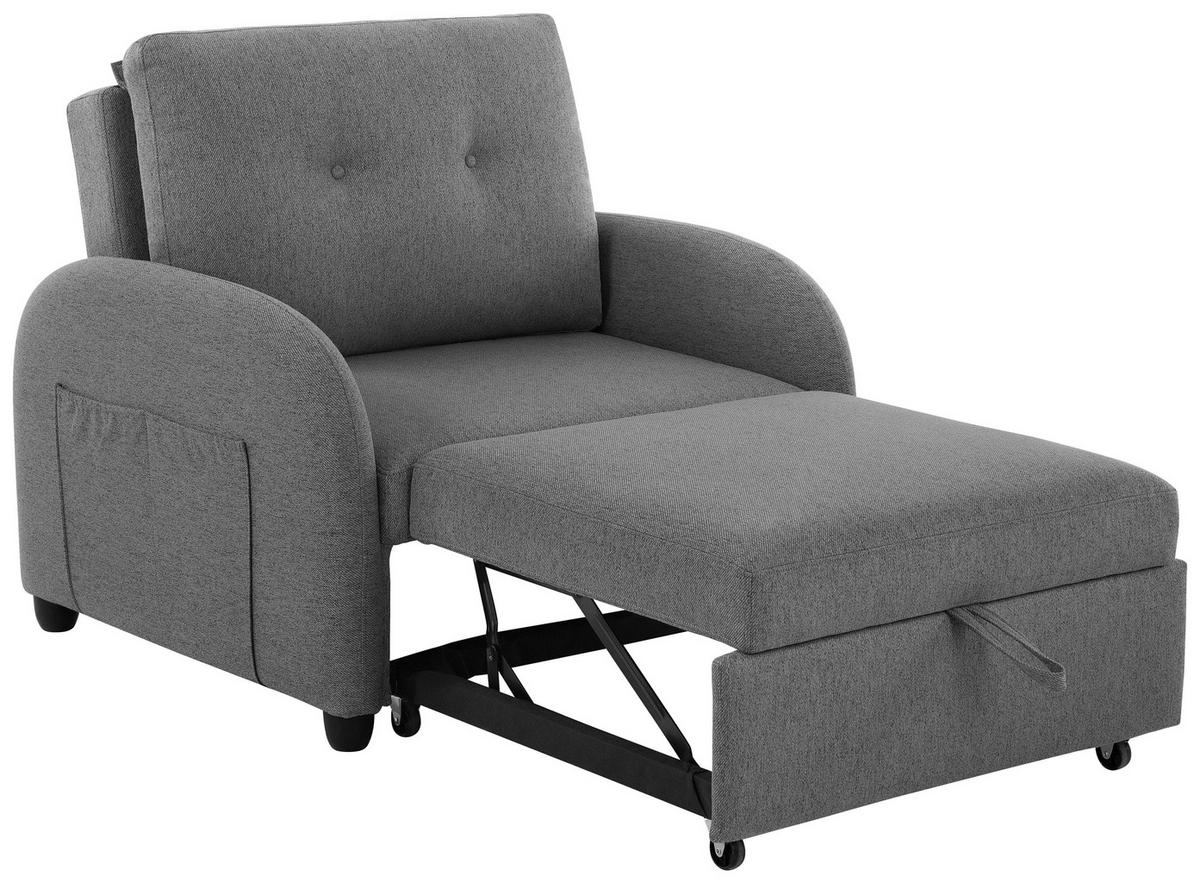 SCHLAFSESSEL Leinenoptik Dunkelgrau    - Dunkelgrau/Schwarz, Design, Kunststoff/Textil (102/94/95cm) - Livetastic