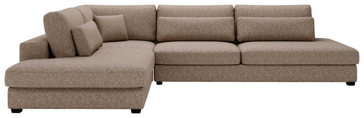 ECKSOFA Hellbraun Plüsch, Bouclé  - Hellbraun/Schwarz, Design, Kunststoff/Textil (244/332cm) - Livetastic