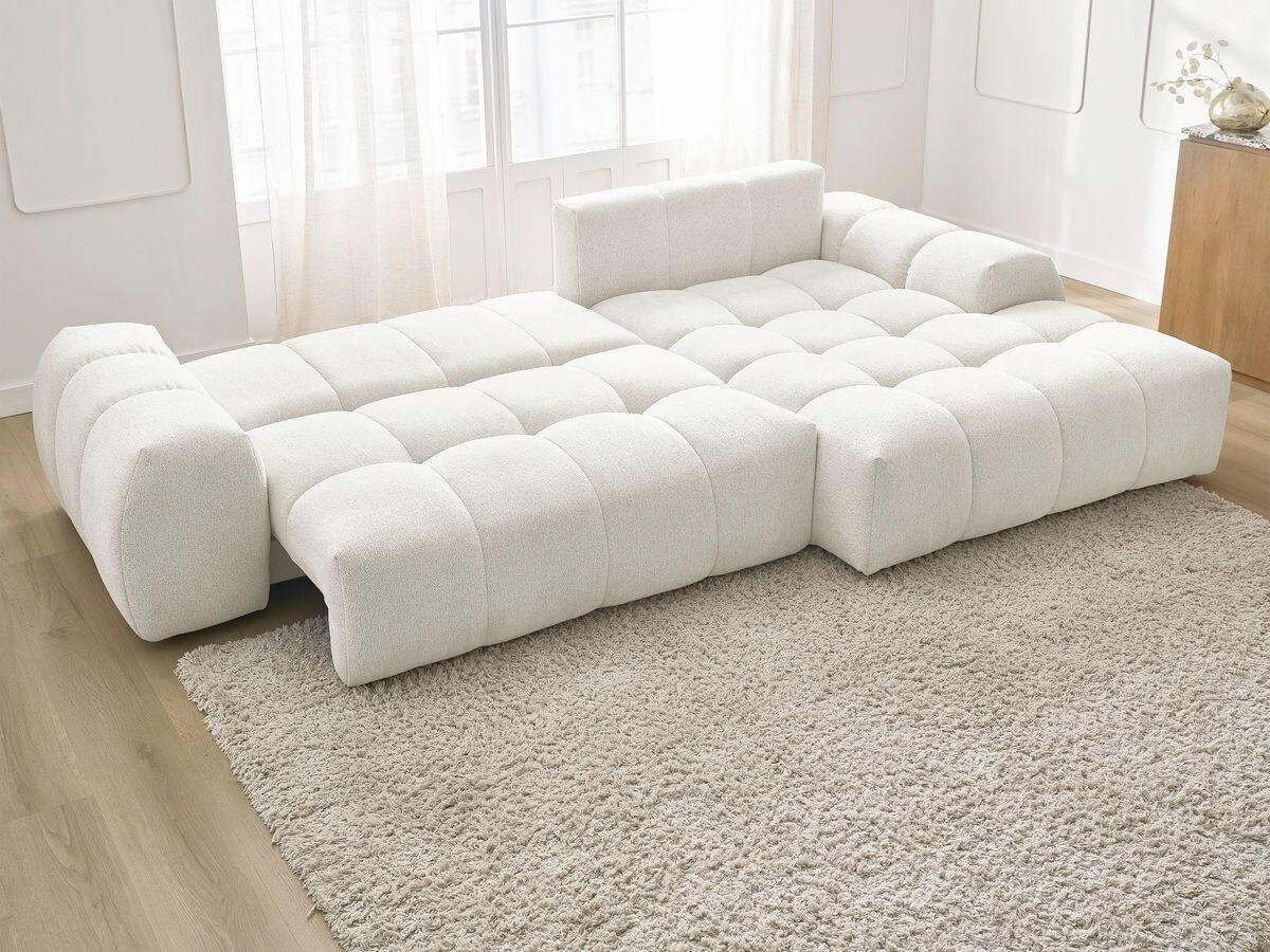 ECKSCHLAFSOFA EVEREST  mit Rücken echt, Armteil links, Armteil rechts Flachgewebe Weiß  - Schwarz/Weiß, MODERN, Kunststoff/Textil (318/180cm) - Livetastic