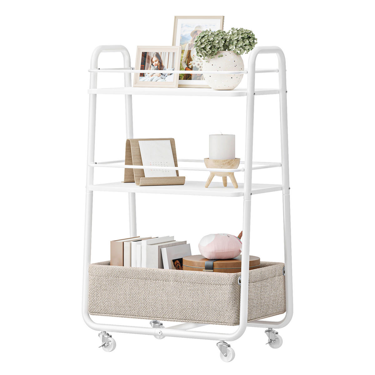 SERVIERWAGEN Weiß, Beige  - Beige/Weiß, Trend, Holzwerkstoff/Kunststoff (43/81/30cm) - Boxxx