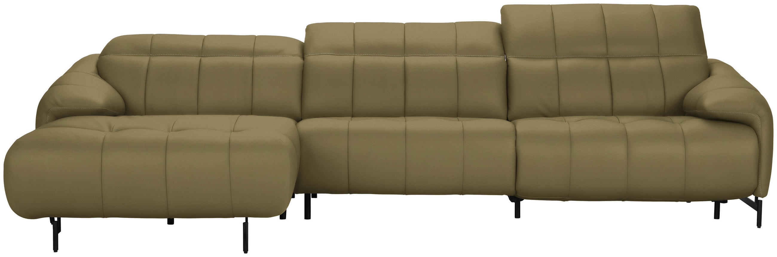 ECKSOFA in Echtleder Beige  - Beige/Schwarz, Design, Leder/Metall (165/313cm) - Emilio Belluti