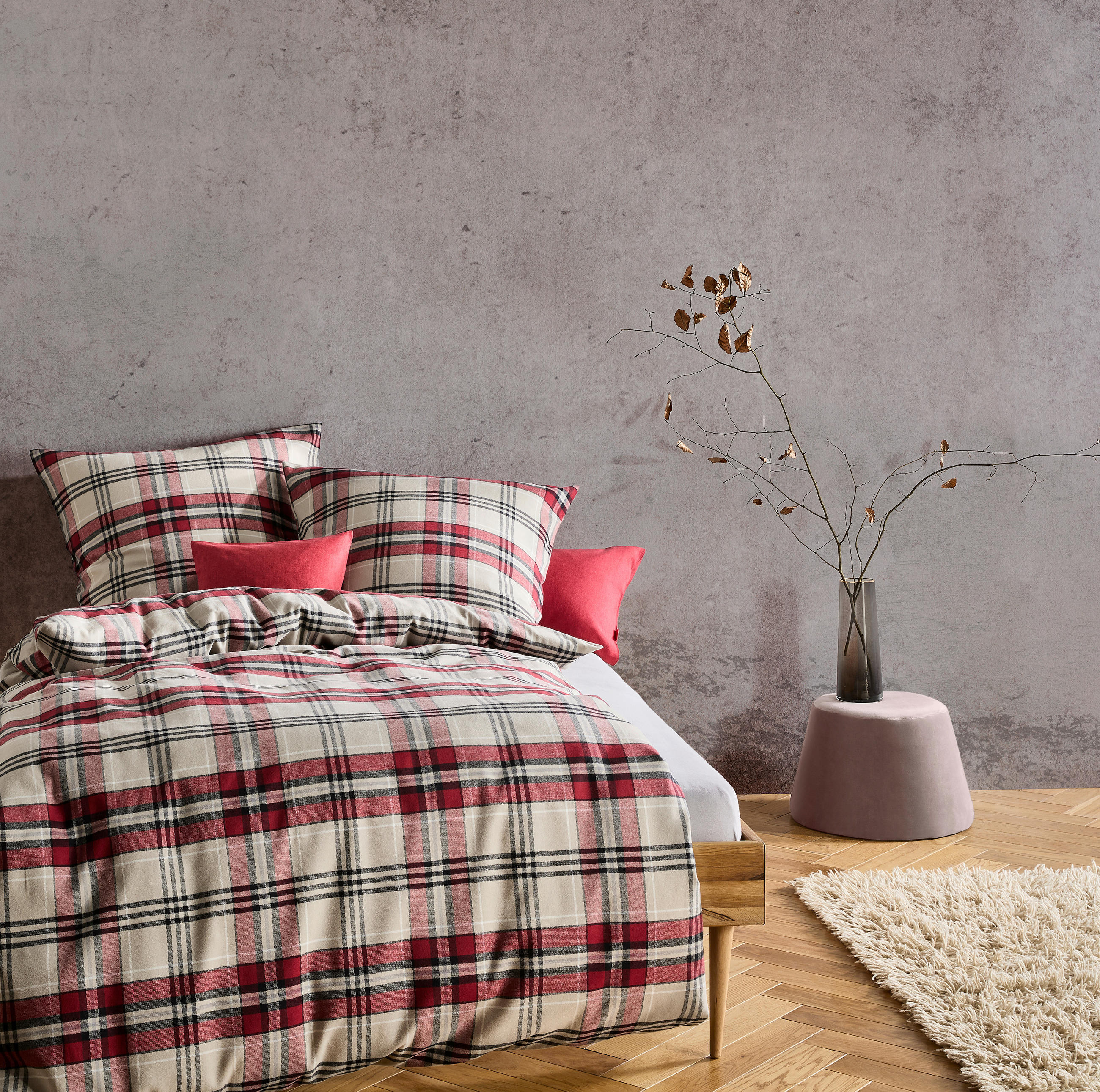 BETTWÄSCHE Lech Flanell 155/200 cm  - Beige/Rot, Basics, Textil (155/200cm) - Fleuresse