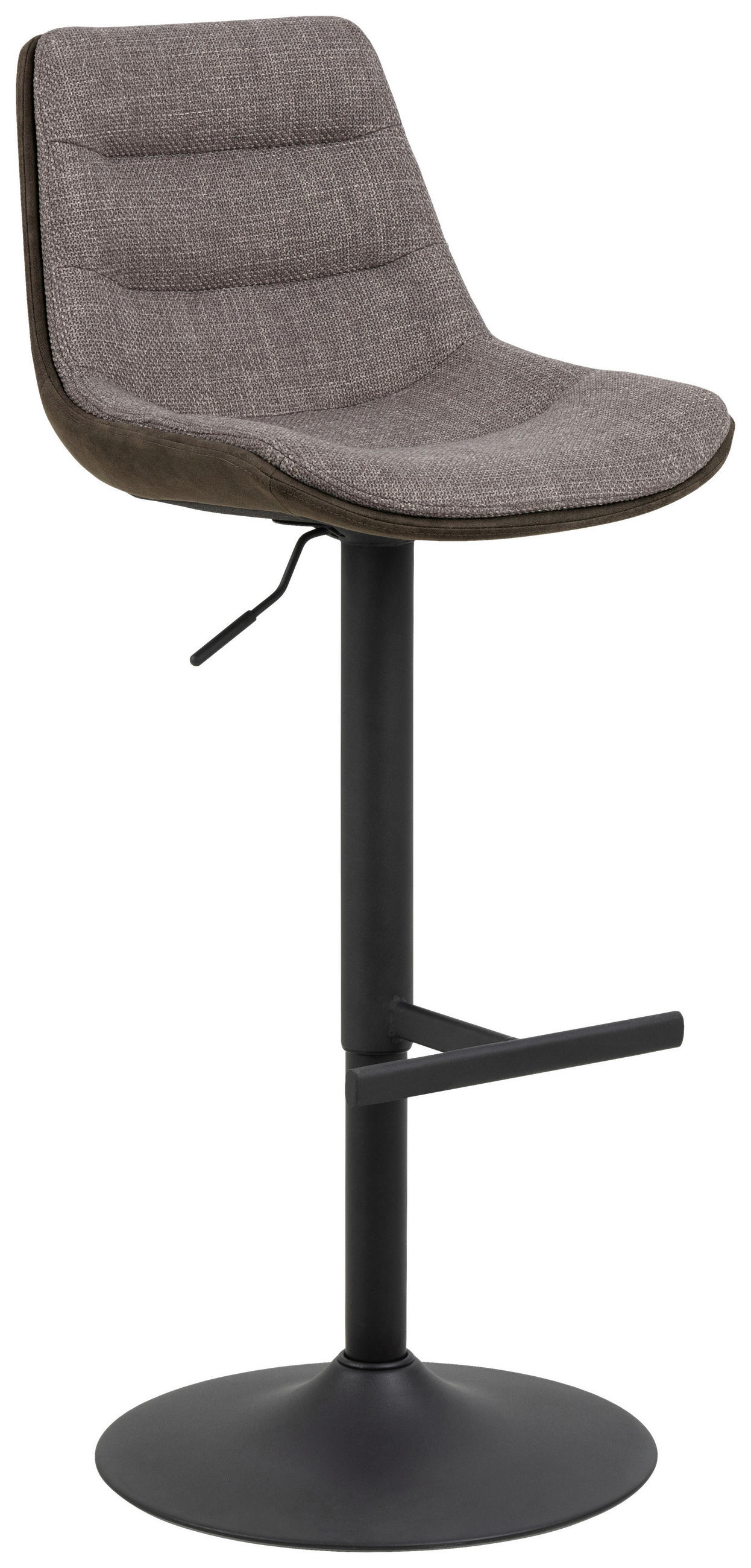 BARHOCKER Webstoff Graubraun, Hellgrau Sitzfläche 360° drehbar  - Graubraun/Anthrazit, Design, Textil/Metall (47/95/52,5cm) - MID.YOU