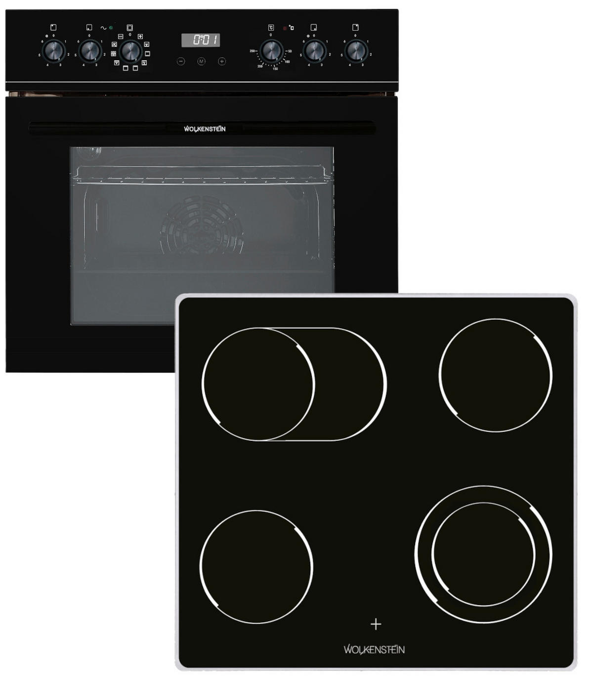 HERDSET WMOC 100  - Schwarz, KONVENTIONELL, Glas/Metall (59,5/59,5/55cm) - Wolkenstein