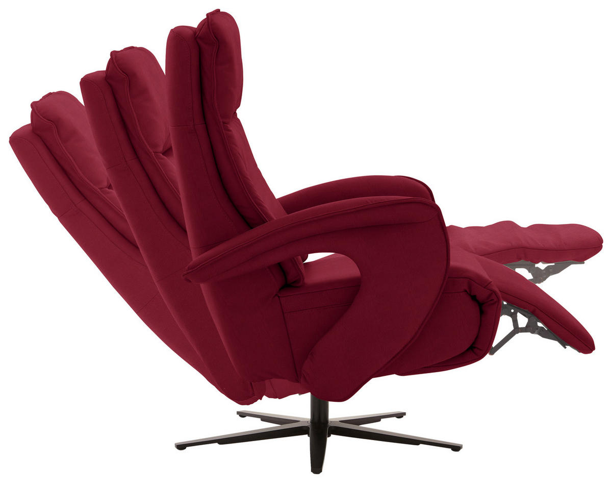 RELAXSESSEL in Leder Rot  - Rot/Schwarz, Design, Leder/Metall (77/110/87cm) - Valdera