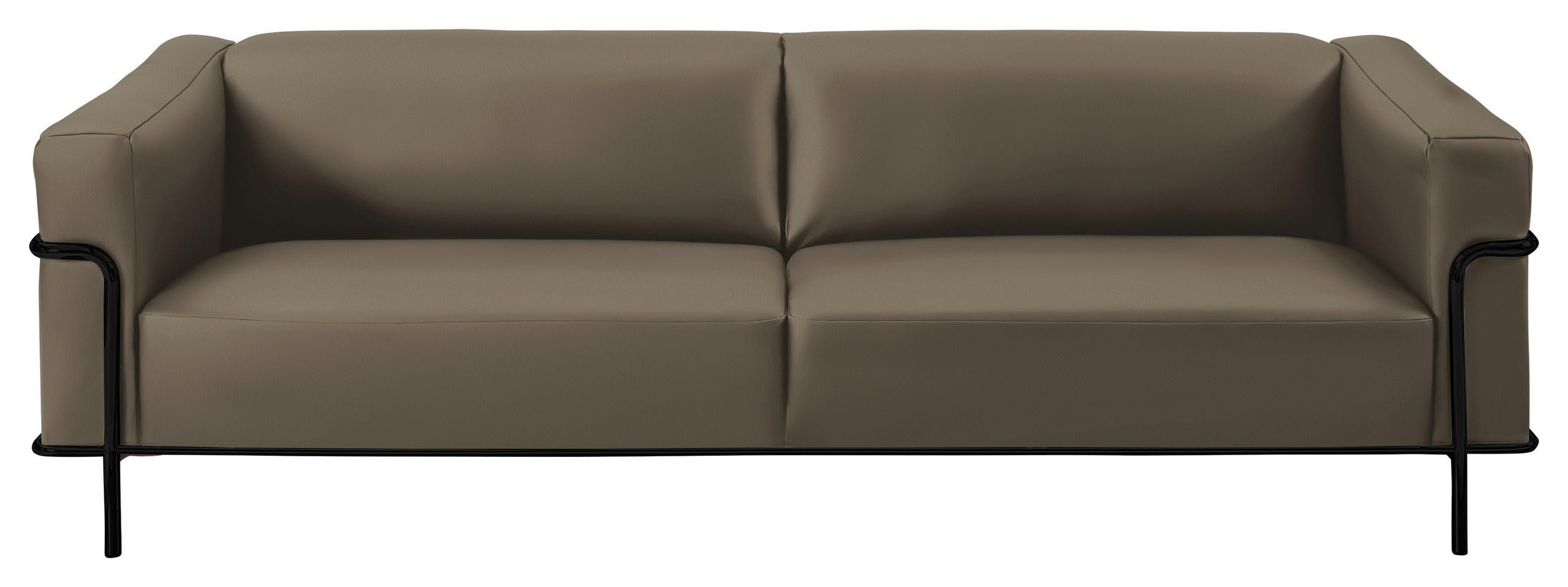 3-SITZER-SOFA in Echtleder Taupe  - Taupe/Schwarz, Design, Leder/Metall (236cm) - Johann Jakob