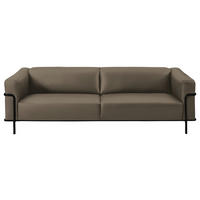 3-SITZER-SOFA in Echtleder Taupe  - Taupe/Schwarz, Design, Leder/Metall (236cm) - Johann Jakob
