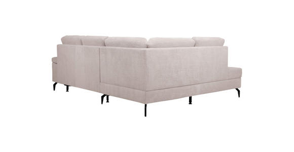 ECKSOFA inkl. Funktionen Creme Velours Bettkasten, Sitzvorzug  - Creme/Schwarz, KONVENTIONELL, Textil/Metall (206/253cm) - Venda