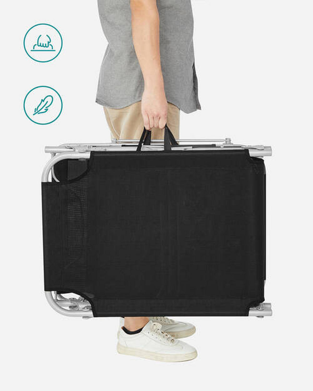 OPALOVACÍ LEHÁTKO kov, textil - černá, Basics, kov/textil (53/29,5/193cm) - Modante