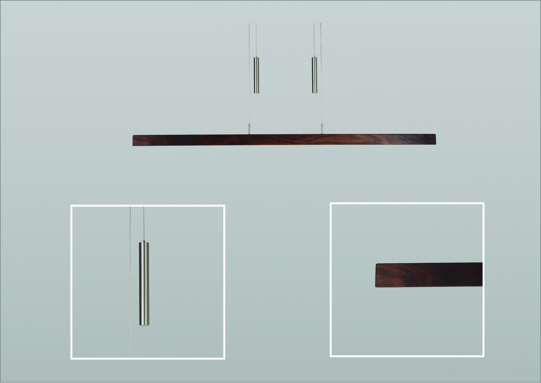 LED-HÄNGELEUCHTE 121/5,5-9/120-180 cm   - Silberfarben/Nussbaumfarben, Natur, Holz/Metall (121/5,5-9/120-180cm) - Herzblut