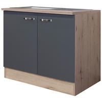 KÜCHENUNTERSCHRANK 100/85/60 cm  in Eiche San Remo, Dunkelgrau  - Edelstahlfarben/Dunkelgrau, MODERN, Holzwerkstoff/Metall (100/85/60cm) - FlexWell