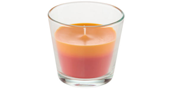 KERZE IM GLAS - Dunkelorange/Orange, Basics, Glas/Naturmaterialien (9/8,2cm) - Ambia Home