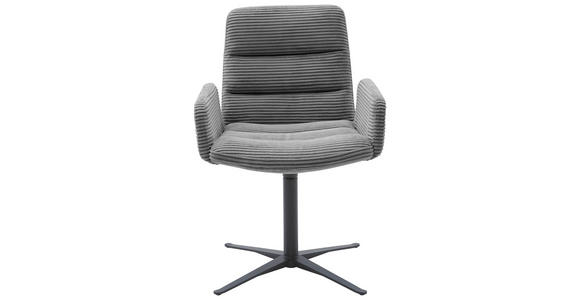 ARMLEHNSTUHL in Cord - Dunkelgrau/Schwarz, Design, Textil/Metall (61/88/66cm) - Dieter Knoll