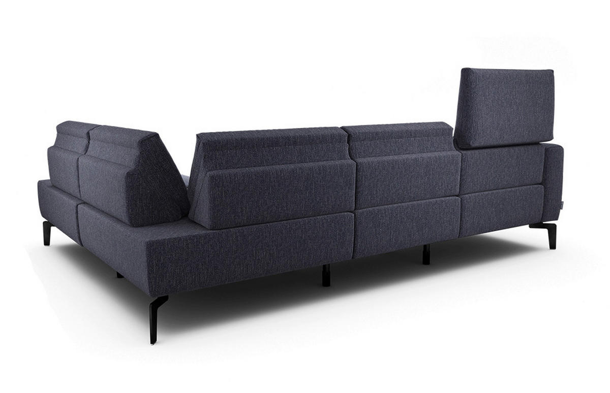 ECKSOFA Cosy Blau Samt  - Blau/Schwarz, Design, Textil/Metall (256/193cm) - SENSOO