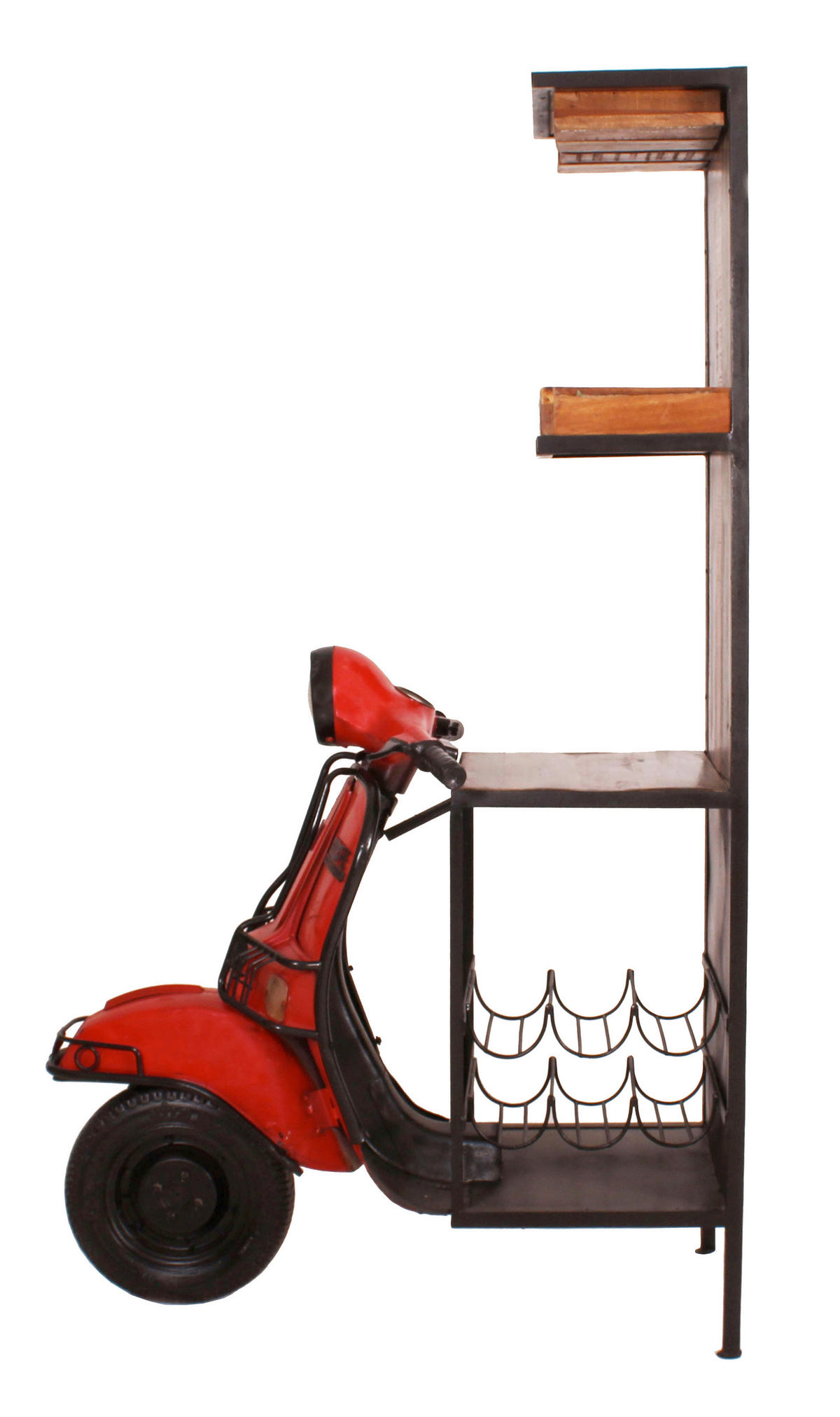 BARSCHRANK in Multicolor, Rot  - Schwarzbraun/Rot, MODERN, Holz/Metall (46/190/98cm) - MID.YOU