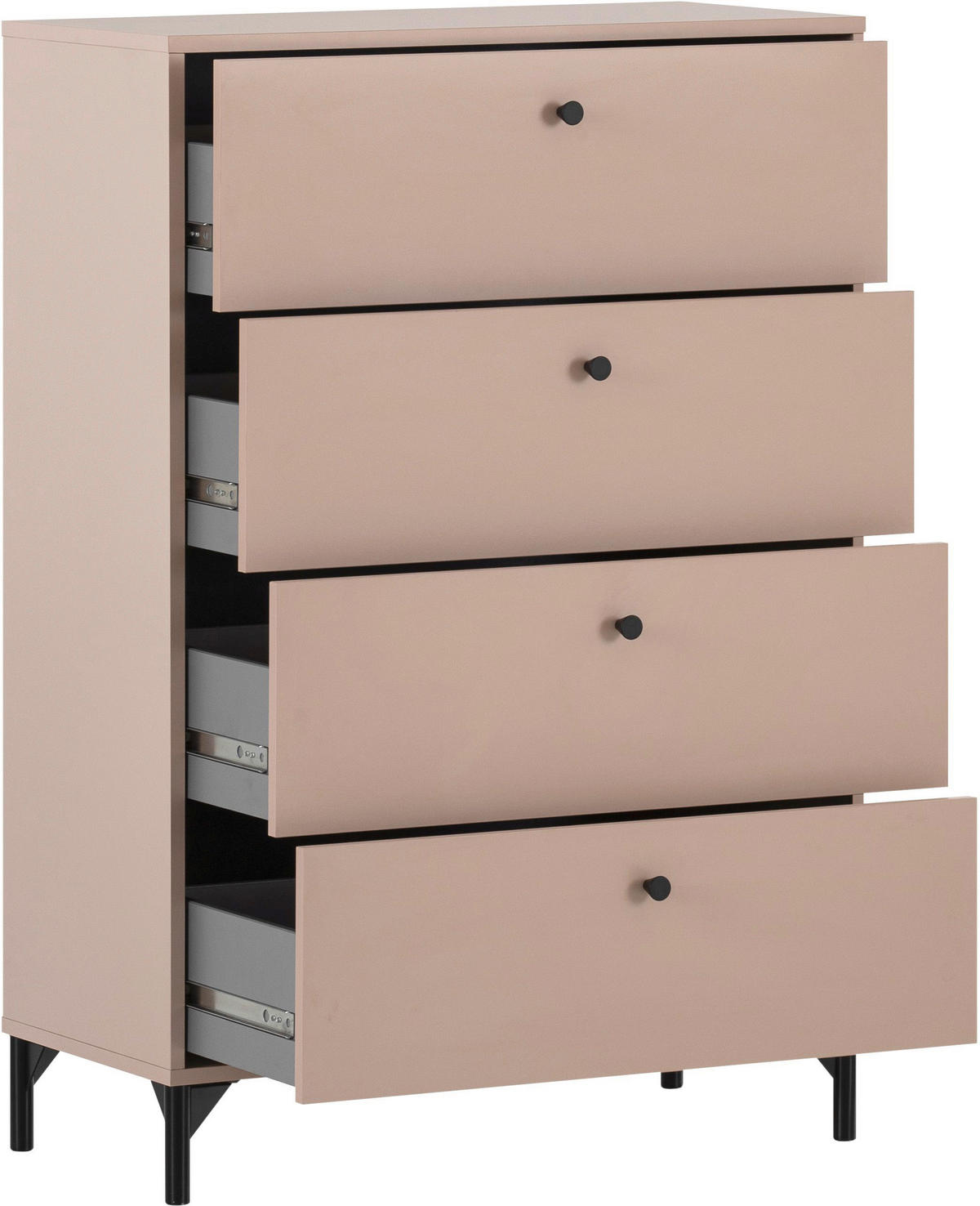 KOMMODE Smash  in 80,1/116,7/40 cm  - Schwarz/Altrosa, KONVENTIONELL, Holzwerkstoff/Kunststoff (80,1/116,7/40cm) - Stylife