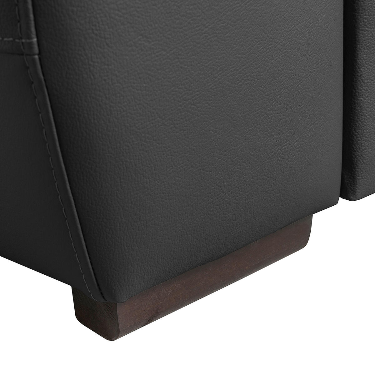 ECKSOFA Schwarz Echtleder  - Wengefarben/Schwarz, Design, Leder/Holz (265/211cm) - Livetastic