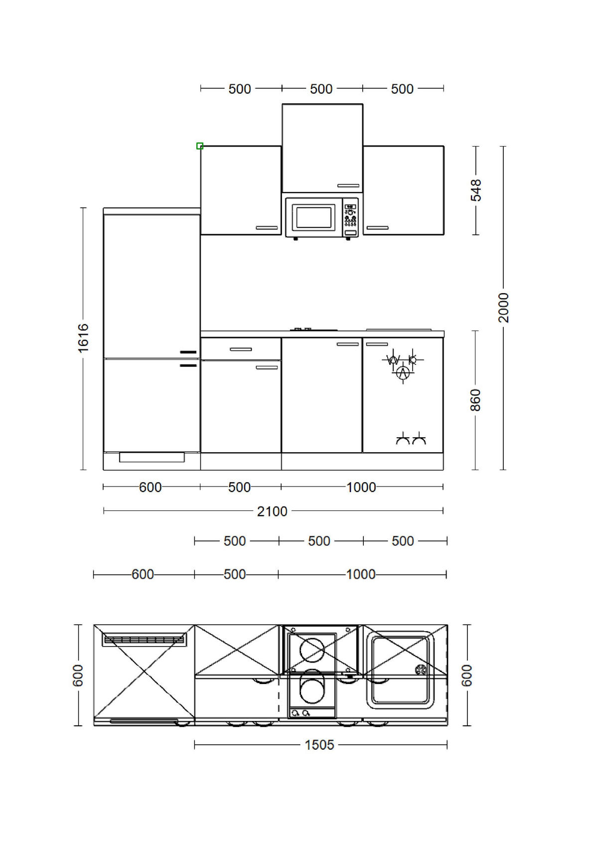KUCHYŇSKÁ LINKA NEPAL 210 - Sonoma dub/kašmírová, Moderní, kov/kompozitní dřevo (210cm) - FlexWell