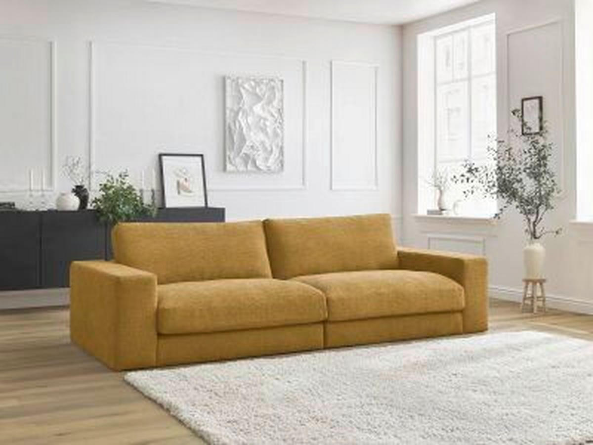 3-SITZER-SOFA LEONARD Struktur Gelb  - Gelb/Schwarz, MODERN, Kunststoff/Textil (234/77/109cm)