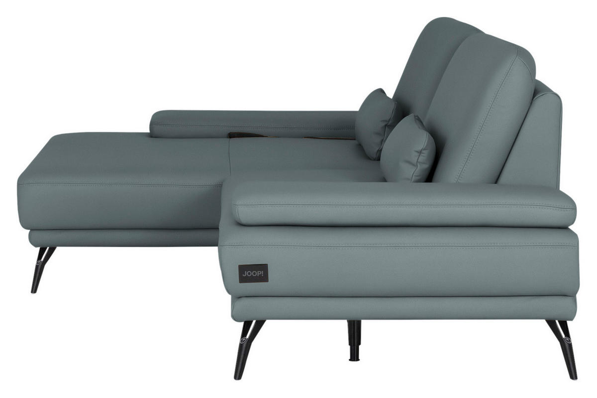 ECKSOFA Echtleder Grau  - Schwarz/Grau, Konventionell, Leder/Metall (180/301cm) - Joop!