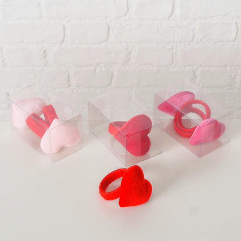 SERVETTRING    - röd/pink, Basics, textil (7/7/8cm)