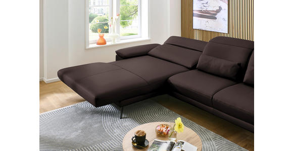 ECKSOFA in Echtleder Braun  - Schwarz/Braun, Design, Leder/Metall (193/332cm) - Dieter Knoll