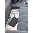 ECKSOFA Grau Plüsch Zierkissen, Rückenkissen, Bettkasten, Schlaffunktion, Rücken echt, Liegefläche im Originalstoff  - Schwarz/Grau, KONVENTIONELL, Kunststoff/Textil (253/192cm) - Carryhome
