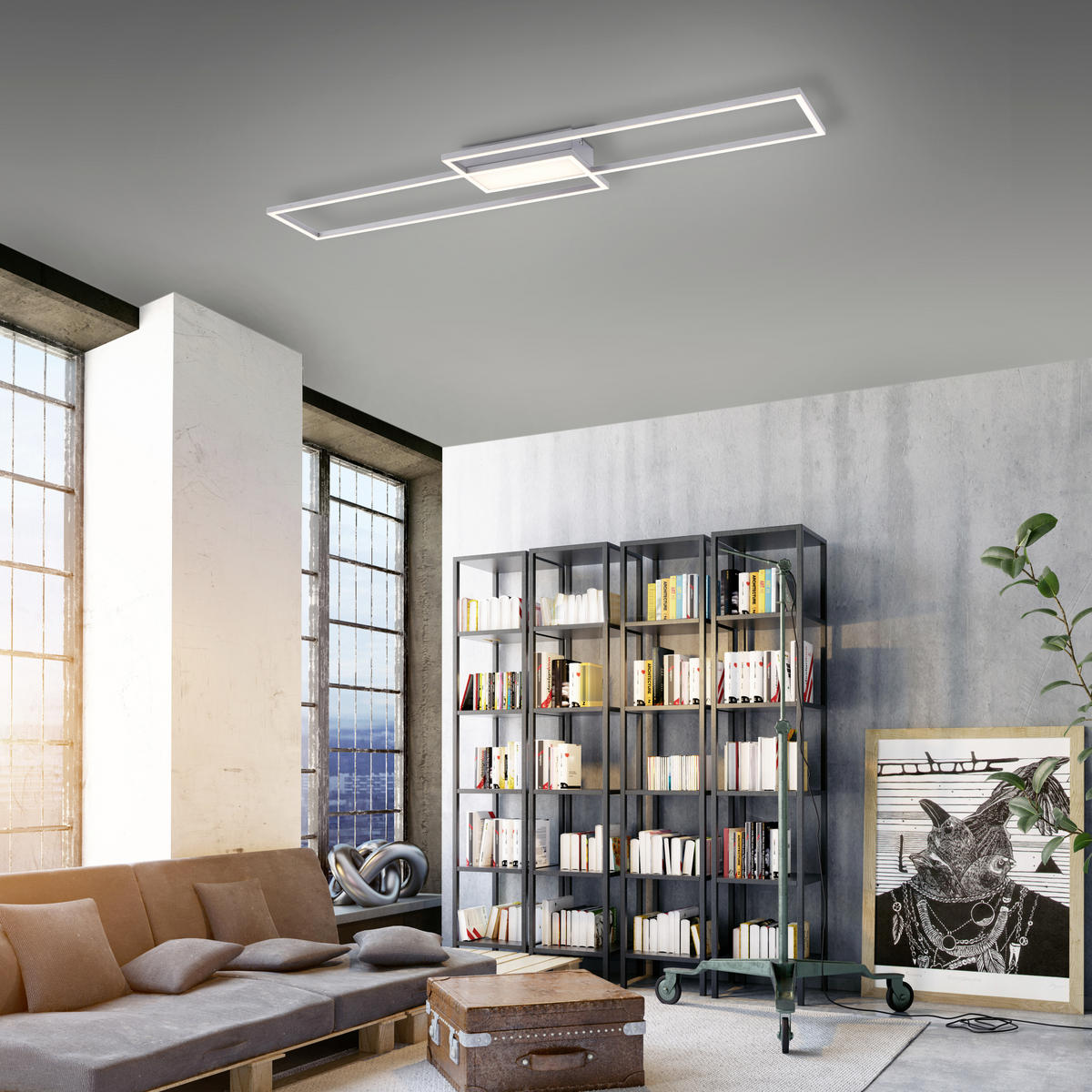 LED-Deckenleuchte 109,5/25,5/6 cm   - Silberfarben, Basics, Kunststoff/Metall (109,5/25,5/6cm)